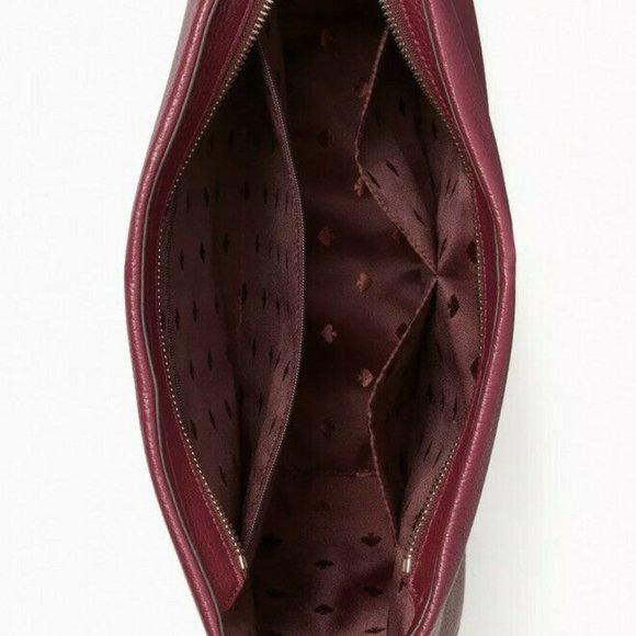 Kate Spade Lexy Shoulder Bag Dark Purple Leather Large Hobo Blackberry - Picture 3 of 4